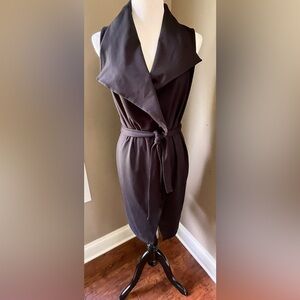 Betabrand Black Sleeveless Wrap Vest with Shawl Collar Size Medium